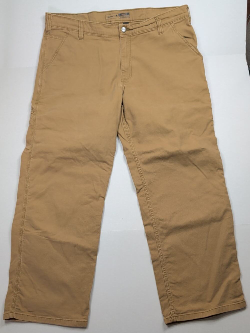 Carhartt Men's Work Pants 38 x 30 Dungaree Canvas Cargo Loose Fit Tan/Brown